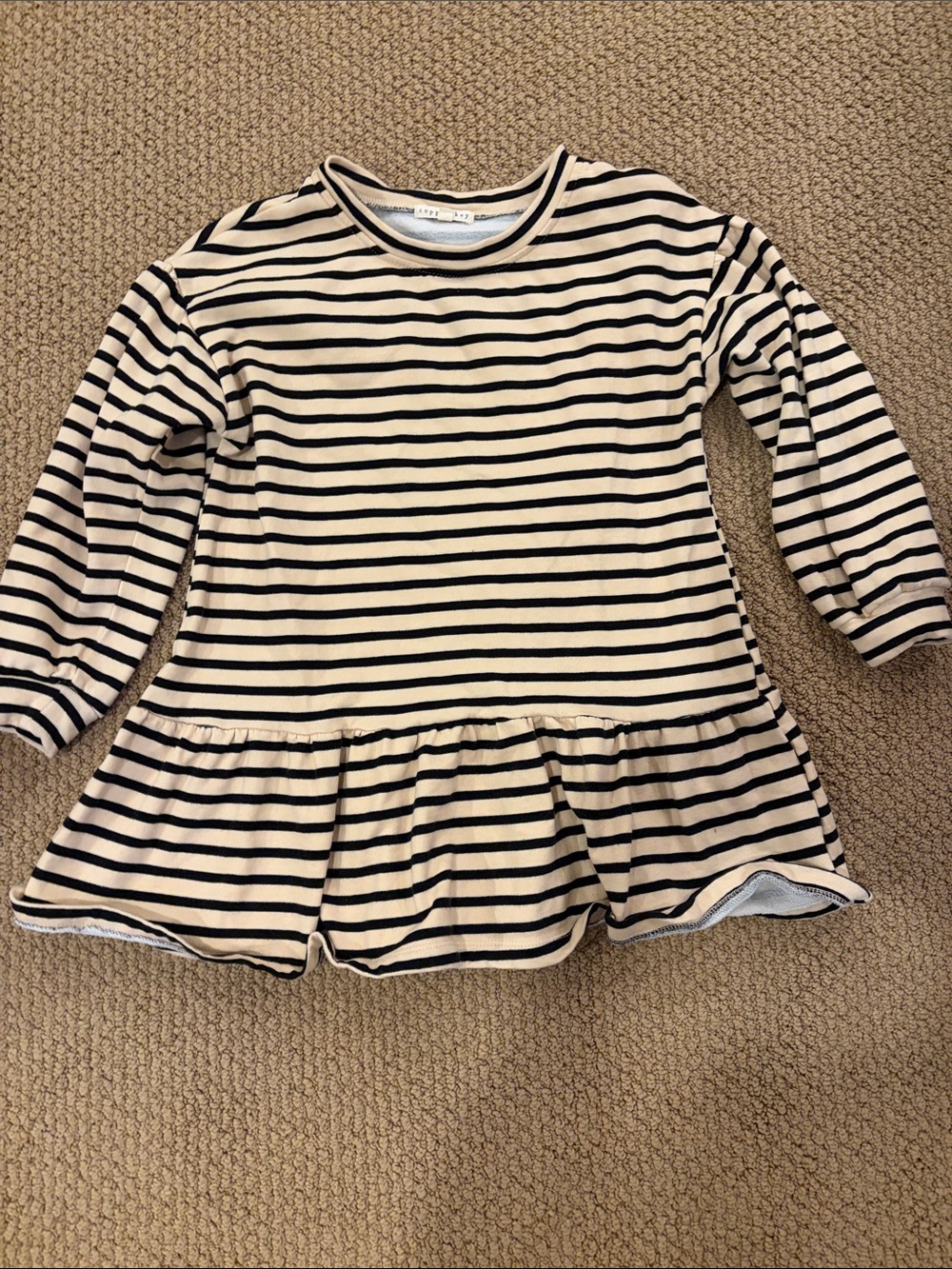 Copper Key Cream and Black Striped Long-Sleeve Peplum Top